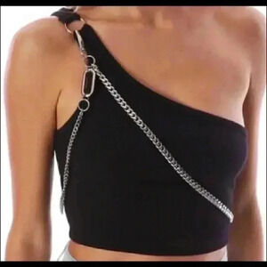 ⭐️ New with tags LF emma and Sam size xs black shirt with chains